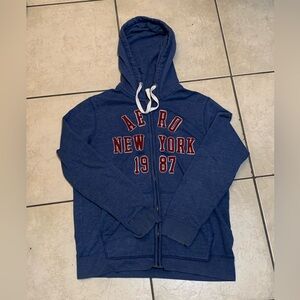Aeropostale Blue Navy New York Men’s Size Large Zip Up Hoodie Sweater